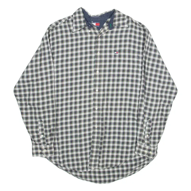 Tommy Hilfiger Mens Shirt Blue Plaid Long Sleeve L 1
