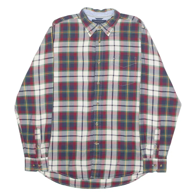 Tommy Hilfiger Mens Shirt Blue Plaid Long Sleeve M 1