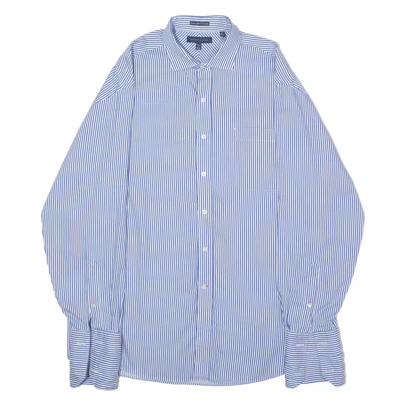 Tommy Hilfiger Mens Shirt Blue Striped Long Sleeve Xl 1