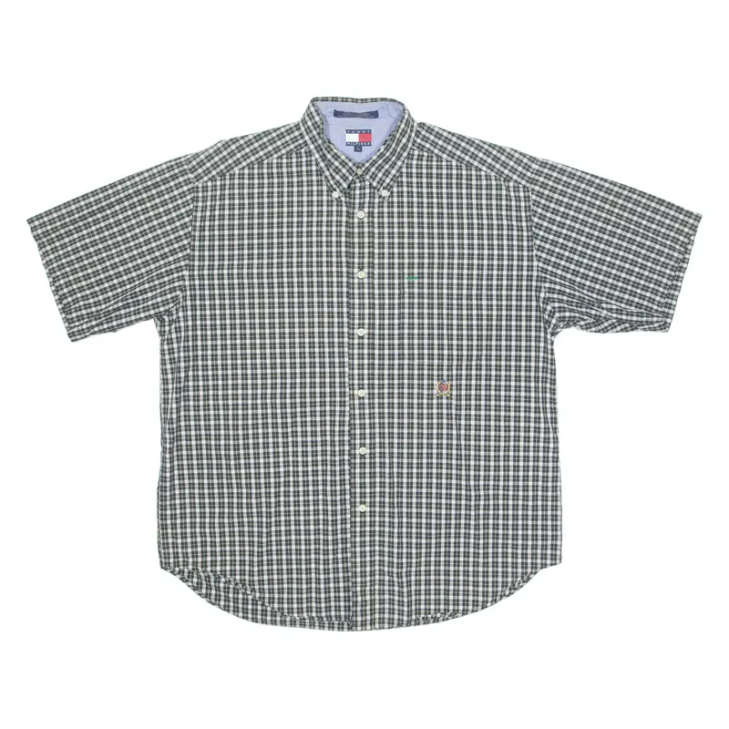 Tommy Hilfiger Mens Shirt Green Check L 1