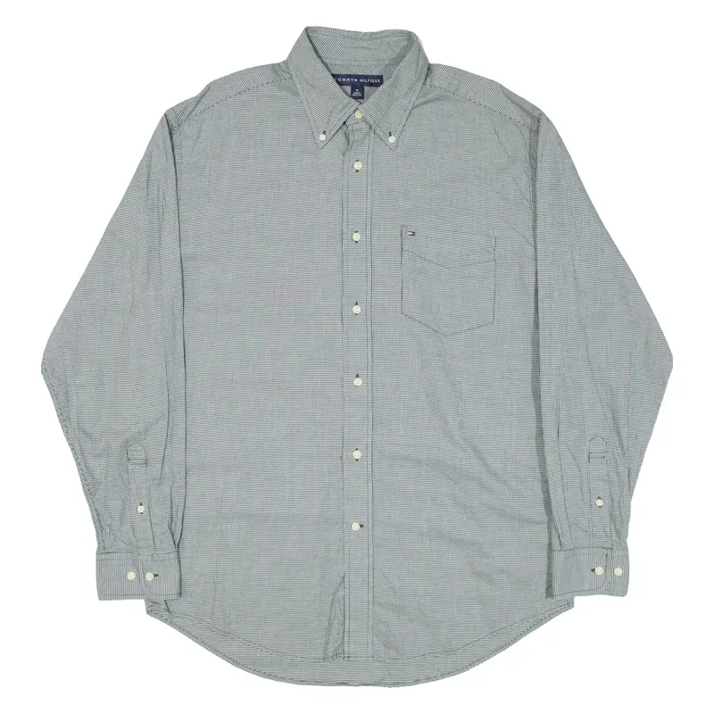 Tommy Hilfiger Mens Shirt Green Houndstooth Long Sleeve M 1