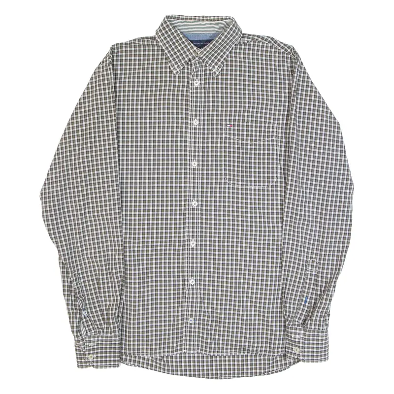 Tommy Hilfiger Mens Shirt Grey Check Long Sleeve M 1