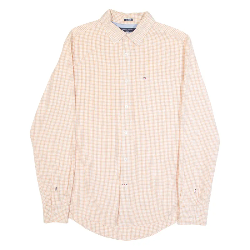 Tommy Hilfiger Mens Shirt Orange Check Long Sleeve M 1