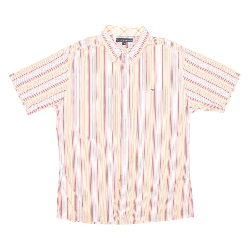 Tommy Hilfiger Mens Shirt Orange Striped L 1