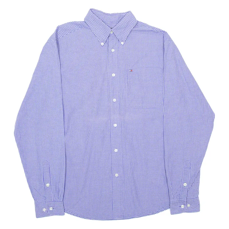 Tommy Hilfiger Mens Shirt Purple Check Long Sleeve M 1