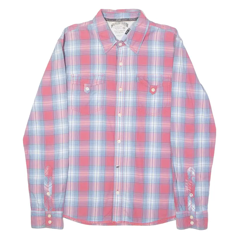 Tommy Hilfiger Mens Shirt Red Plaid Long Sleeve M 1