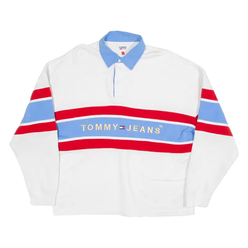 Tommy Hilfiger Mens Sweatshirt White Button Neck S 1