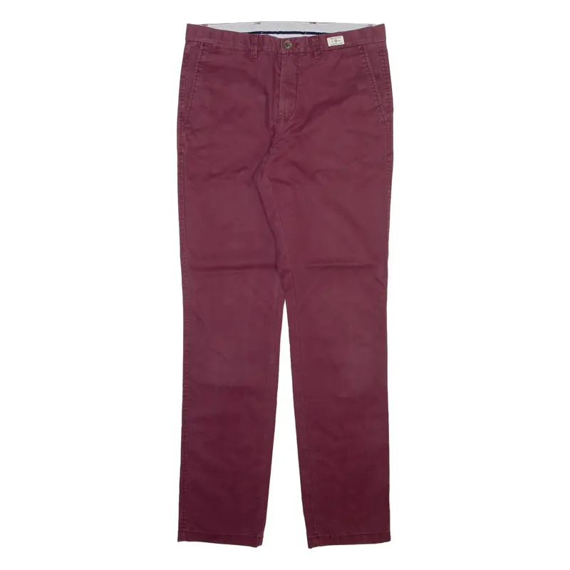 Tommy Hilfiger Mens Trousers Maroon Slim Straight W32 L32 1