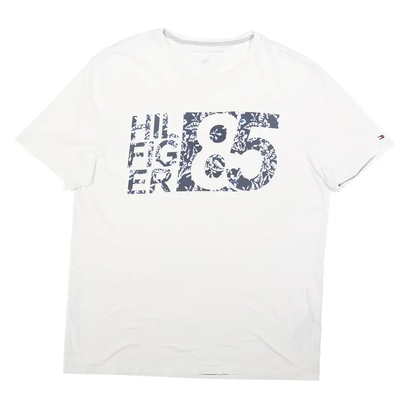Tommy Hilfiger Mens White Graphic T-Shirt Xl Short Sleeve Crew Neck Cotton 1