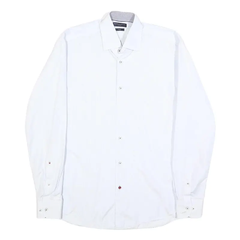 Tommy Hilfiger Mens White Shirt L Classic Cotton Long Sleeve Formal Button 1
