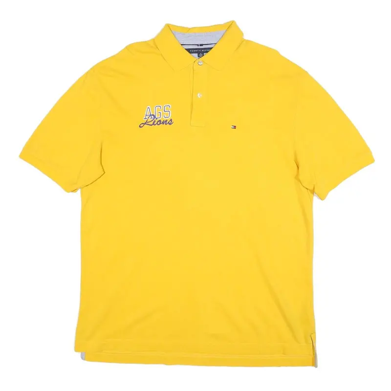 Tommy Hilfiger Mens Yellow Cotton Blend Logo Embroidered Short Sleeve Polo Shirt 1