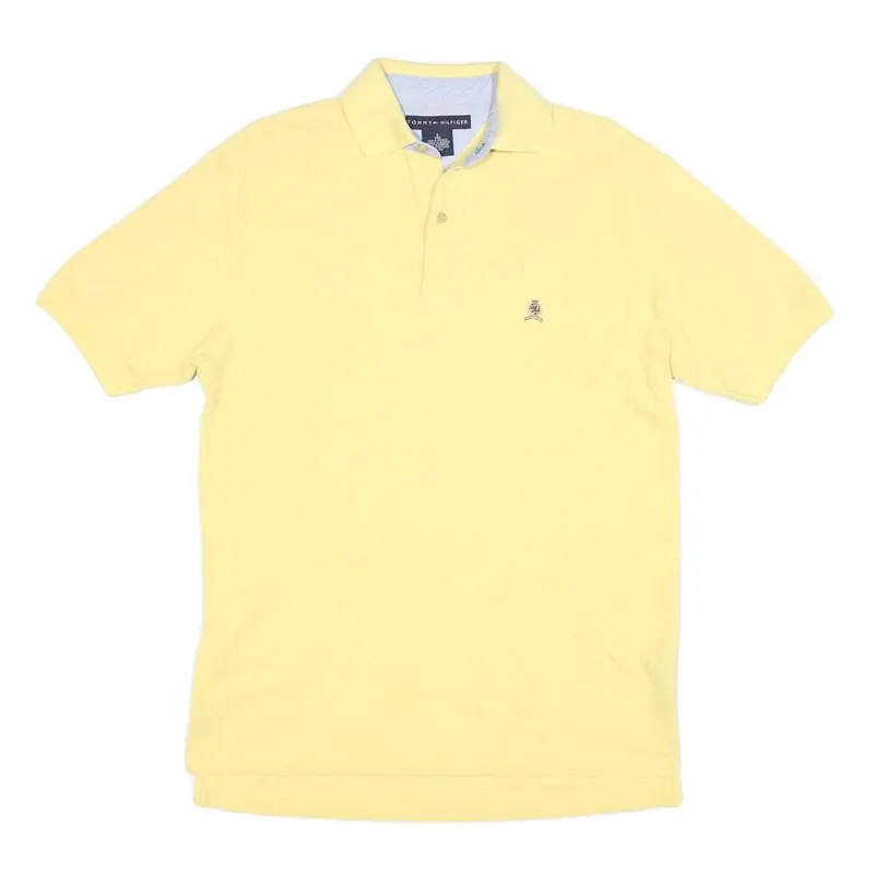 Tommy Hilfiger Mens Yellow Short Sleeve Plain Polo Shirt S Cotton Blend Classic 1