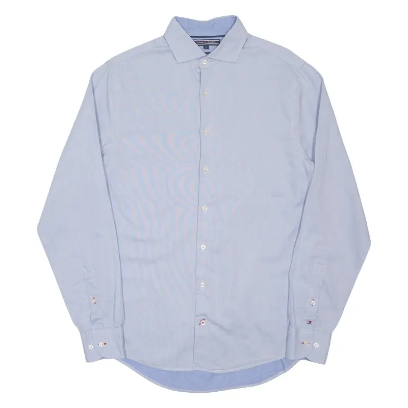 Tommy Hilfiger New York Fit Mens Plain Shirt Blue Long Sleeve S 1