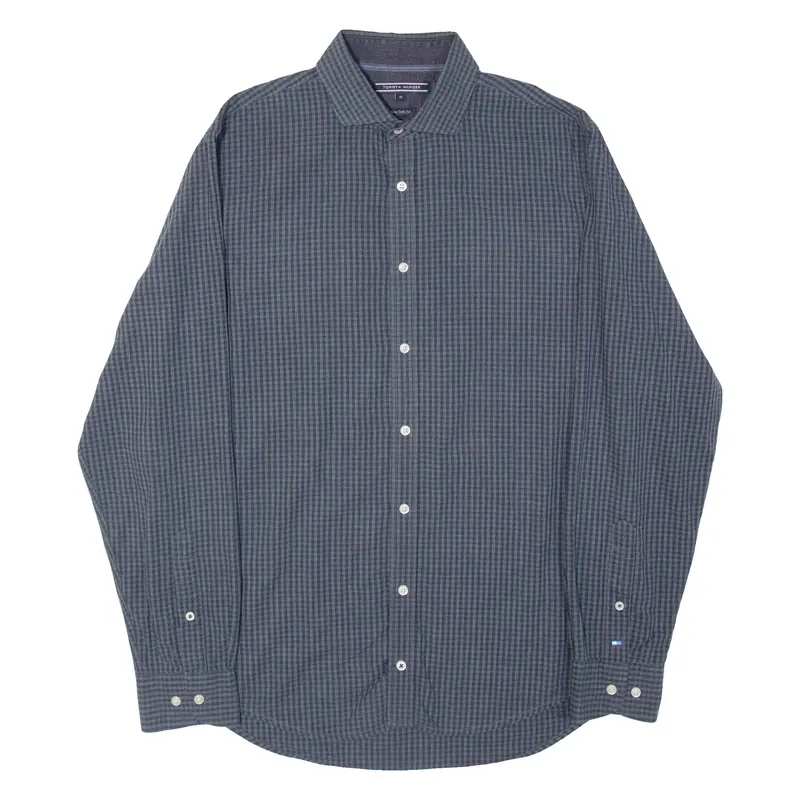 Tommy Hilfiger New York Fit Mens Shirt Blue Gingham Long Sleeve M 1