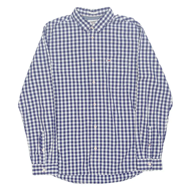Tommy Hilfiger Regular Fit Mens Shirt Blue Check Long Sleeve M 1