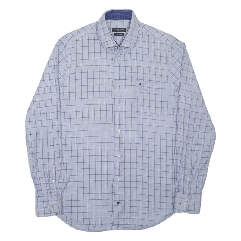 Tommy Hilfiger Regular Fit Mens Shirt Blue Check Long Sleeve S 1