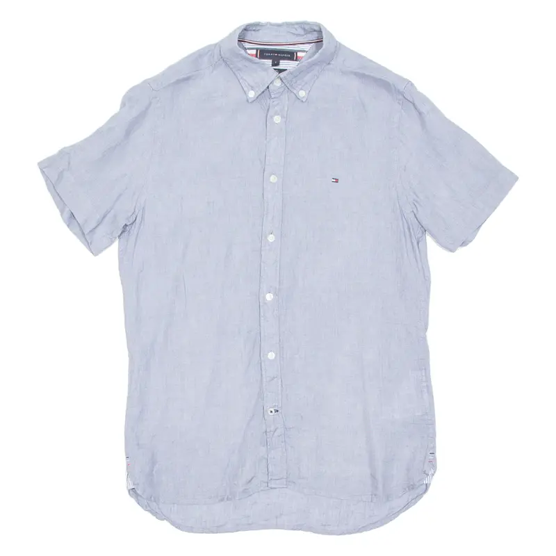 Tommy Hilfiger Slim Fit Mens Plain Shirt Blue S 1