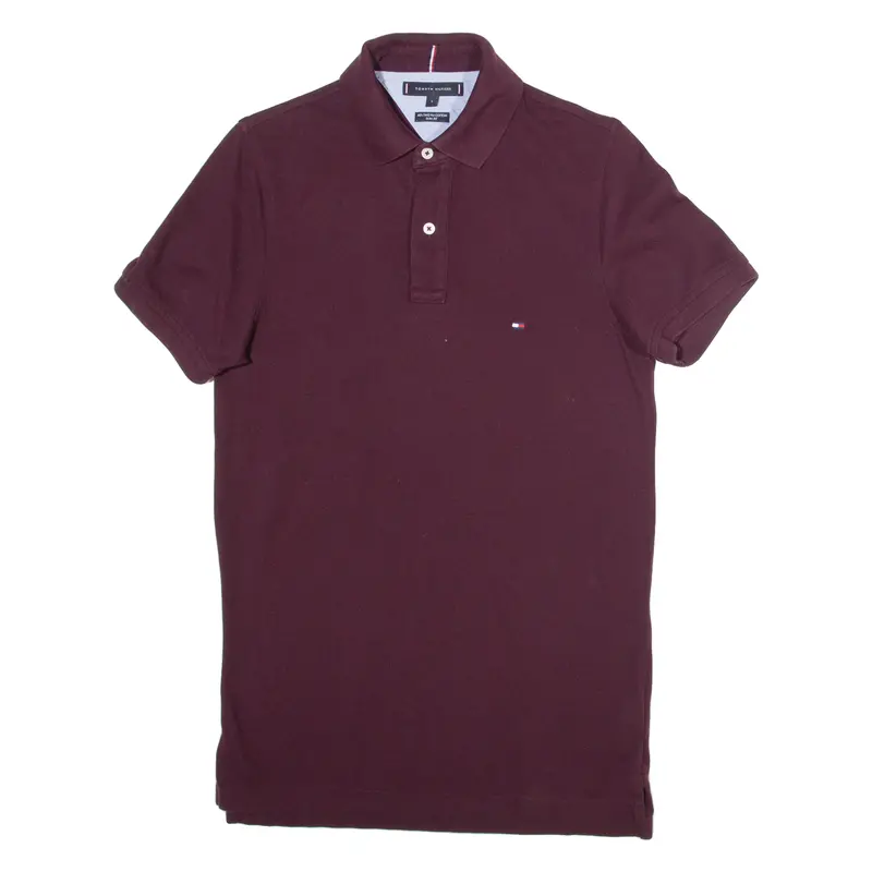 Tommy Hilfiger Slim Fit Mens Polo Shirt Maroon S 1