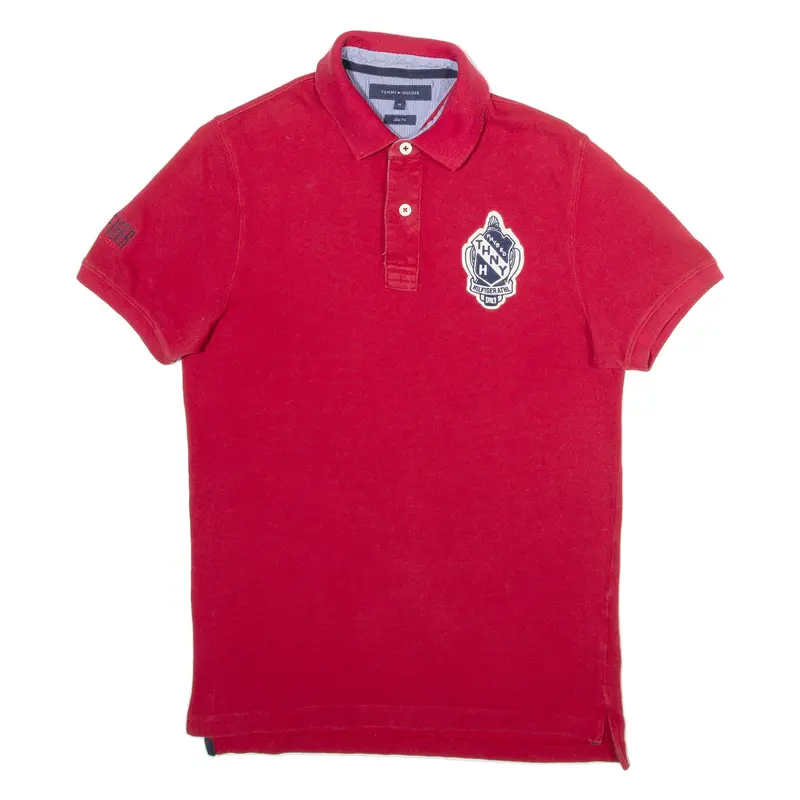 Tommy Hilfiger Slim Fit Mens Polo Shirt Red M 1