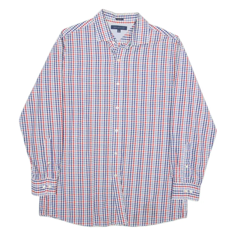Tommy Hilfiger Slim Fit Mens Shirt Blue Check Long Sleeve Xl 1