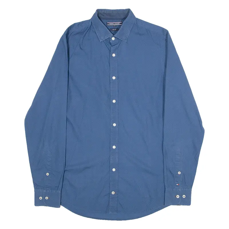 Tommy Hilfiger Slim Fit Mens Shirt Blue Long Sleeve M 1