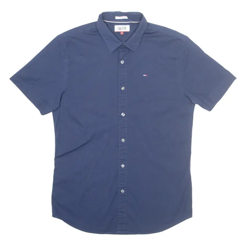 Tommy Hilfiger Slim Fit Womens Plain Shirt Blue L 1
