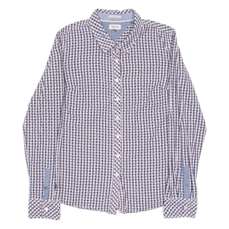 Tommy Hilfiger Stars Womens Shirt Pink Check Long Sleeve L 1
