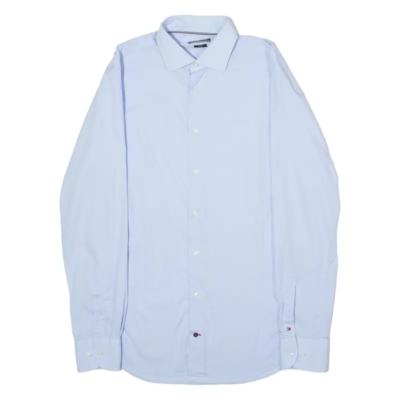 Tommy Hilfiger Tailored Fitted Mens Plain Shirt Blue Long Sleeve M 1