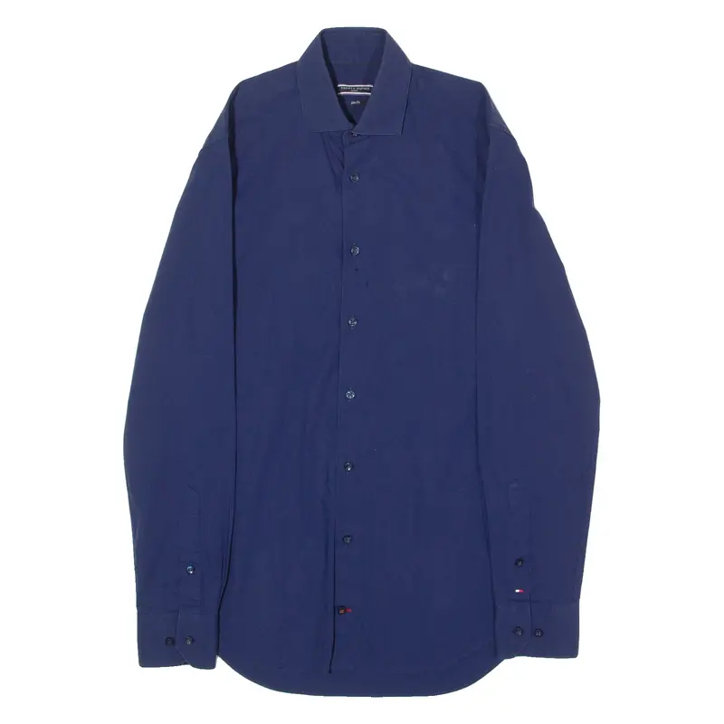 Tommy Hilfiger Tailored Slim Fit Mens Plain Shirt Blue Long Sleeve M 1