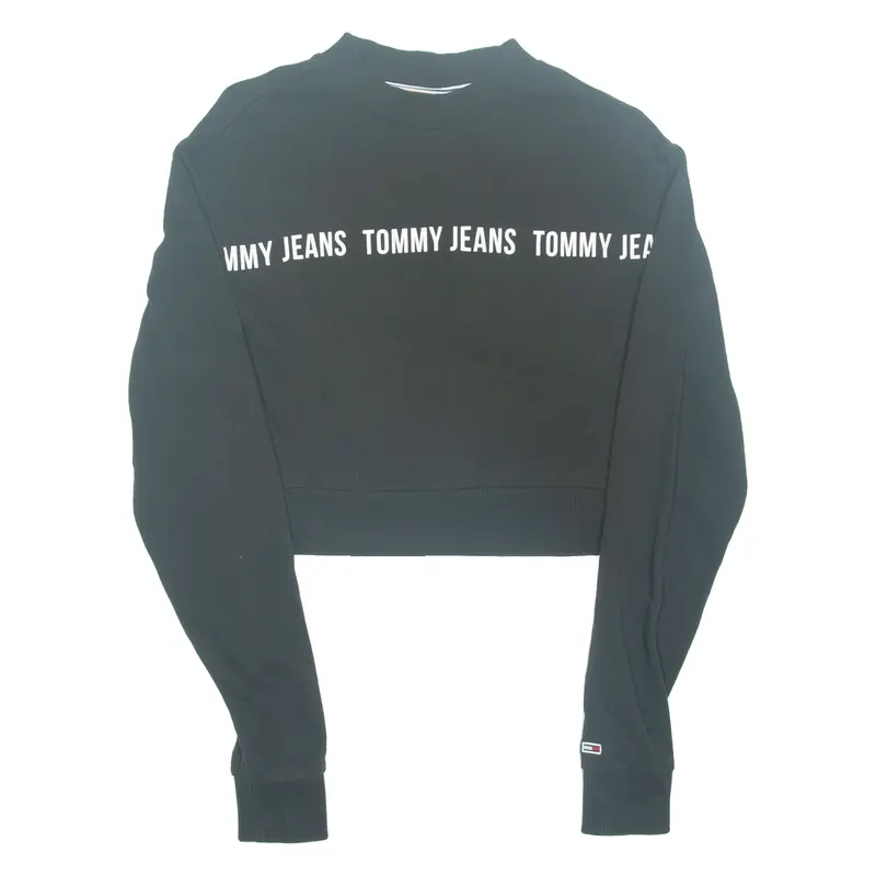 Tommy Hilfiger Tommy Jeans Cropped Womens Sweatshirt Black Xs 1