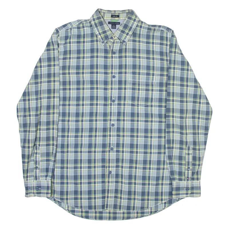 Tommy Hilfiger Trim Fit Mens Shirt Blue Check Long Sleeve M 1