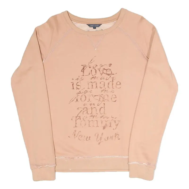 Tommy Hilfiger Womens Beige Cotton Blend Crew Neck Sweatshirt M Casual 1