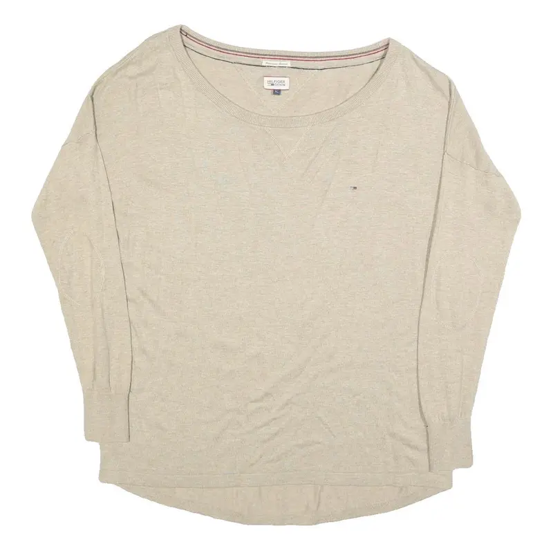 Tommy Hilfiger Womens Beige Plain Cotton Blend Jumper Crew Neck Basic Knit 2Xl 1
