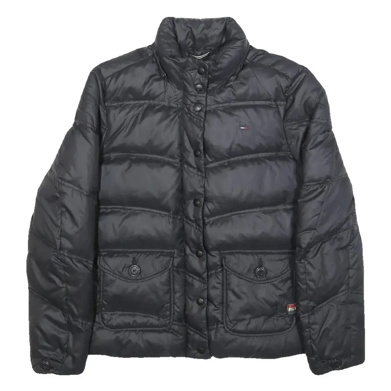 Tommy Hilfiger Womens Black Nylon Quilted Jacket S Zip Padded Coat 1