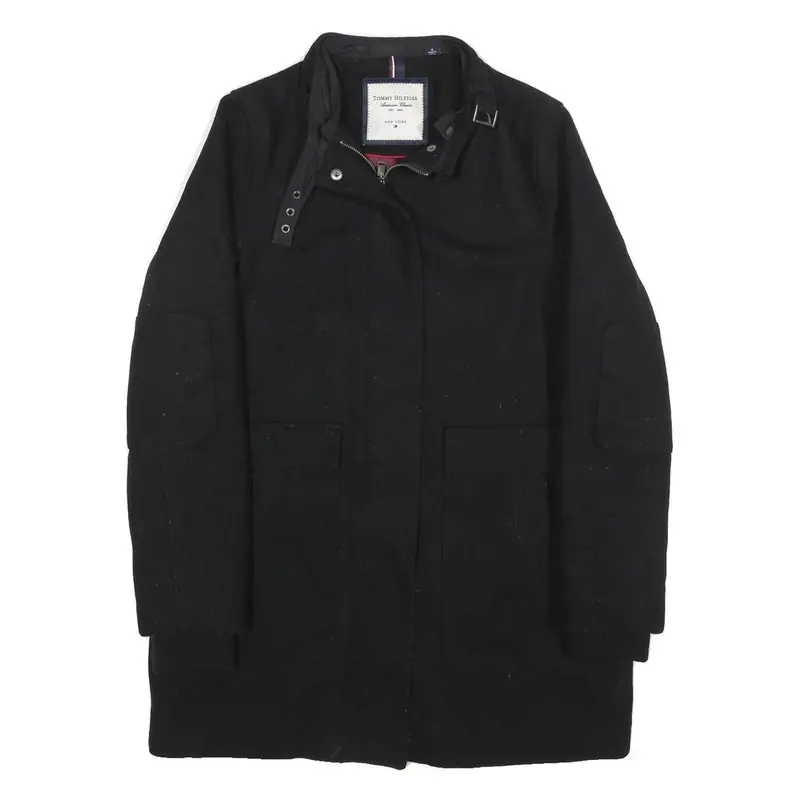 Tommy Hilfiger Womens Black Wool Blend Jacket S Zip Classic Outerwear 1