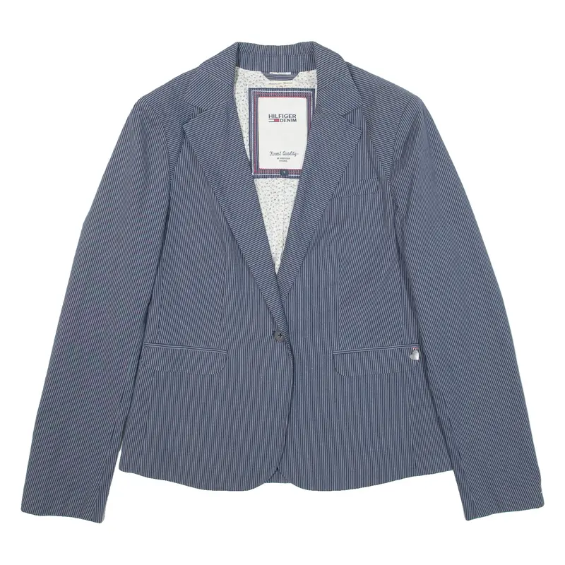 Tommy Hilfiger Womens Blazer Jacket Blue Striped S 1