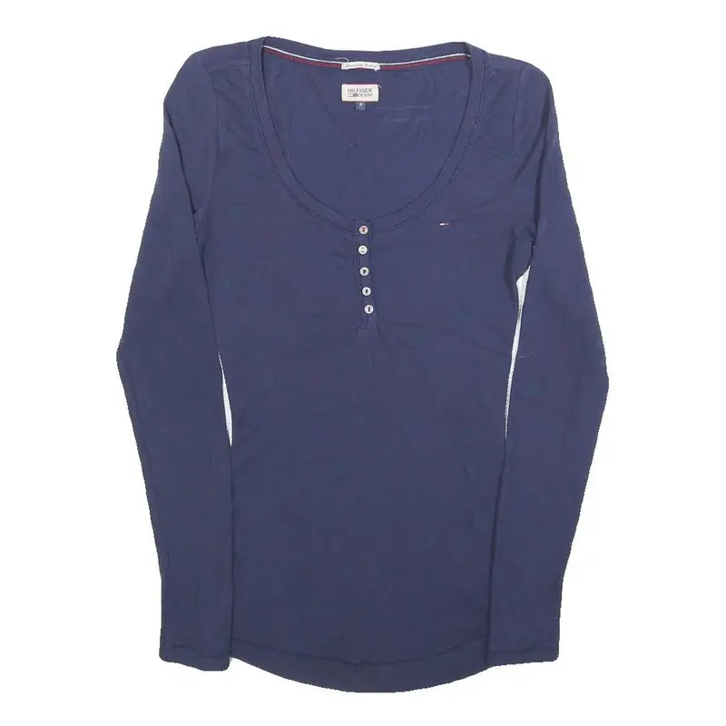 Tommy Hilfiger Womens Blue Basic Top Long Sleeve V-Neck S Cotton Blend 1