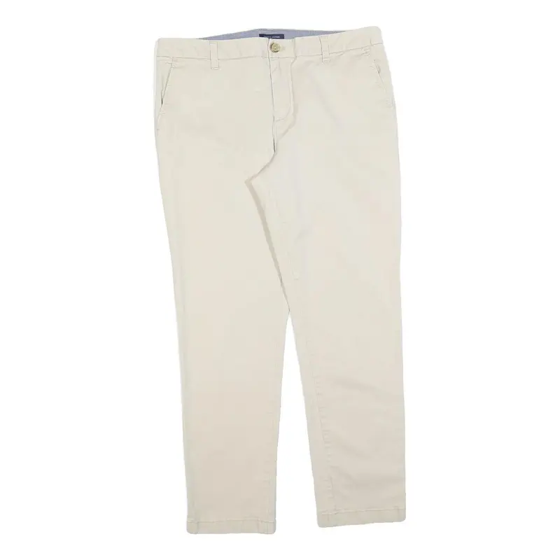 Tommy Hilfiger Womens Cotton Blend Beige Slim Straight Trousers W34 L30 1