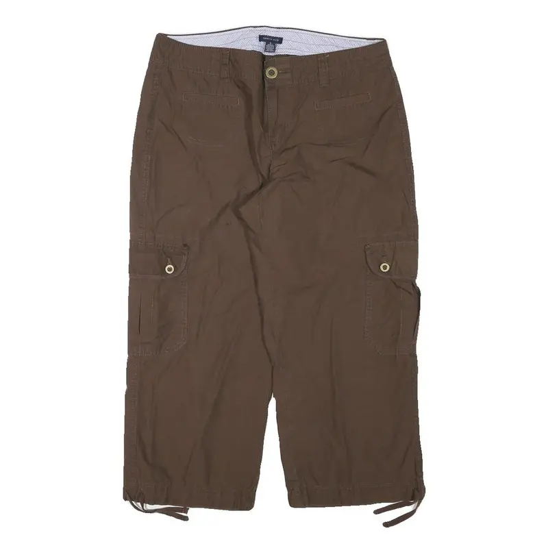 Tommy Hilfiger Womens Cotton Blend Brown Relaxed Cargo Trousers W32 L22 Utility 1