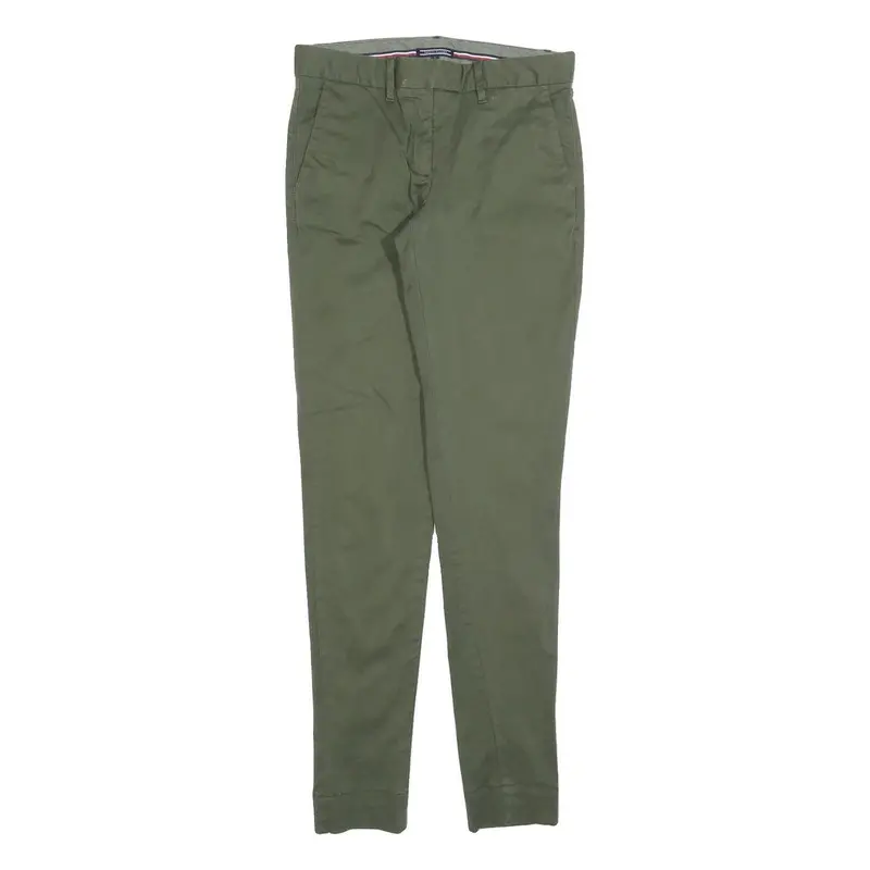 Tommy Hilfiger Womens Cotton Blend Green Slim Tapered Trousers W30 L33 Stylish 1
