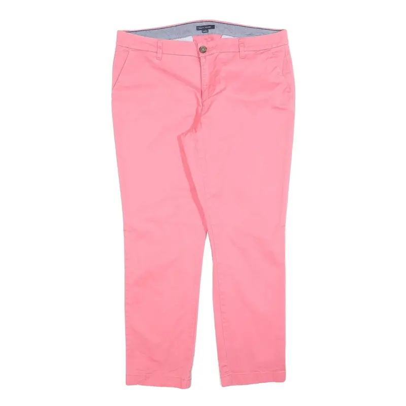 Tommy Hilfiger Womens Cotton Blend Pink Slim Straight Trousers W34 L28 Stylish 1