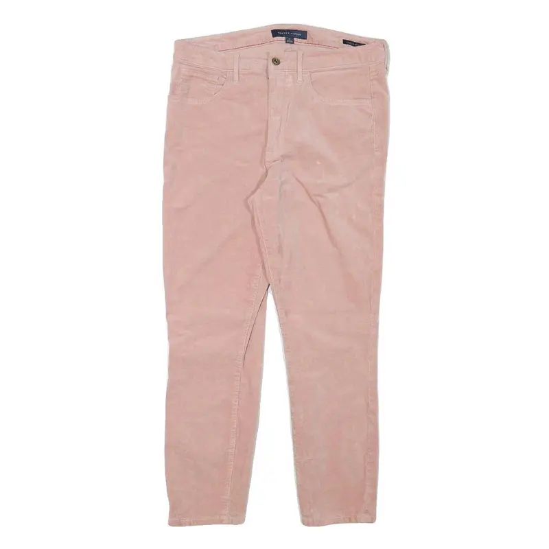 Tommy Hilfiger Womens Cotton Blend Pink Slim Tapered Trousers W31 L26 1