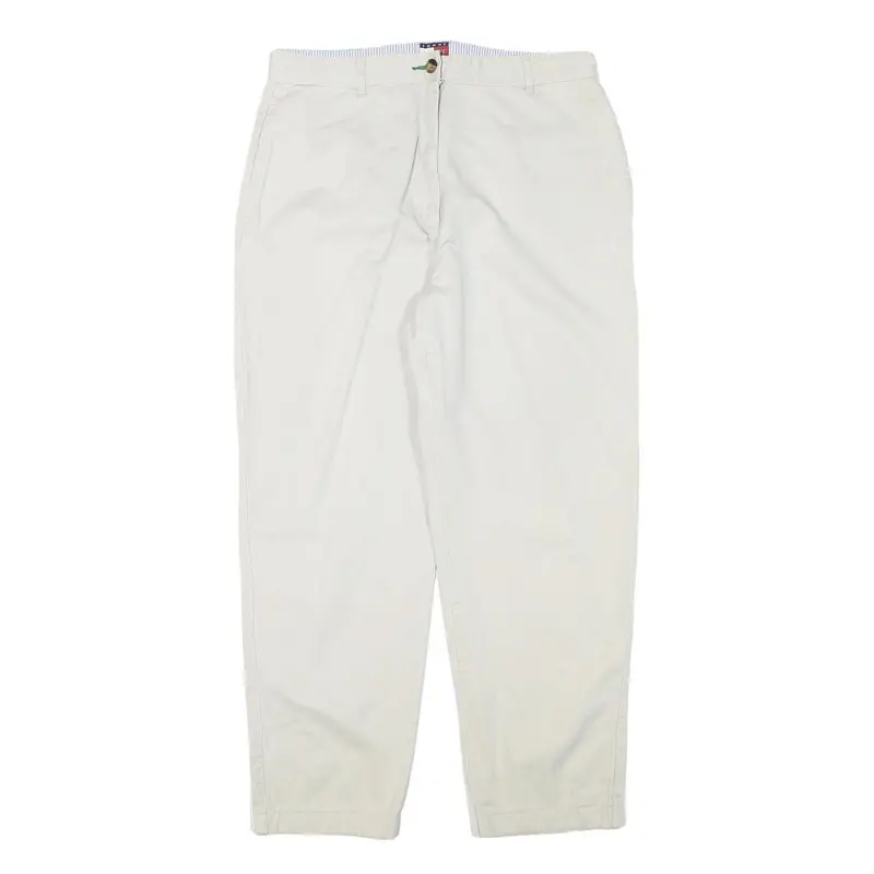 Tommy Hilfiger Womens Cotton Blend White Relaxed Straight Trousers W32 L27 1