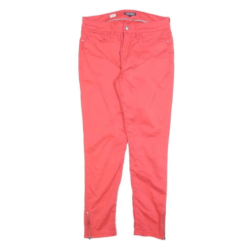Tommy Hilfiger Womens Cotton Red Slim Skinny Trousers W28 L26 Casual Zip 1