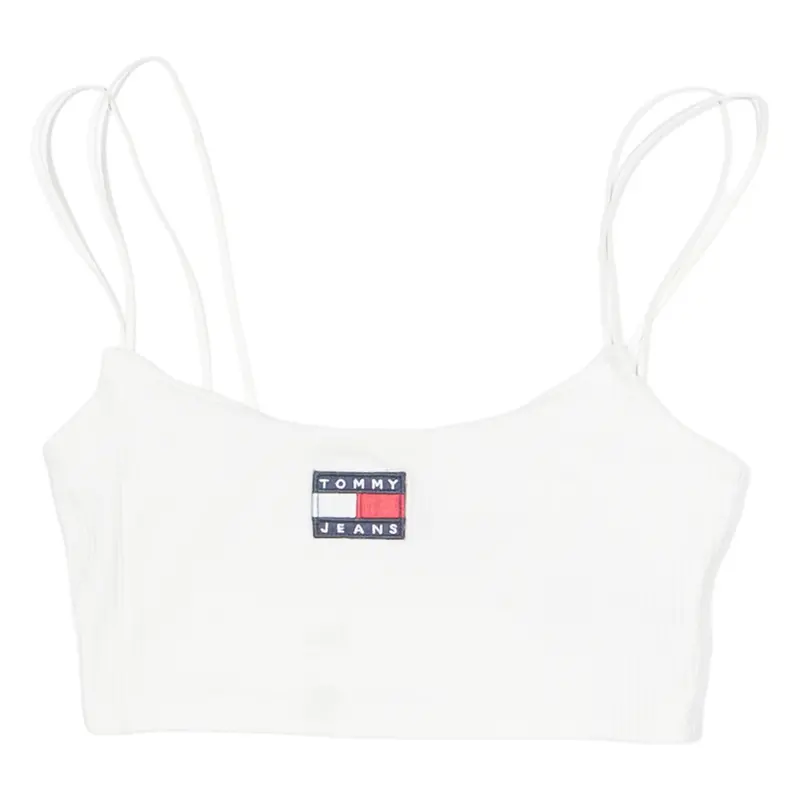 Tommy Hilfiger Womens Cropped Vest White Sleeveless S 1