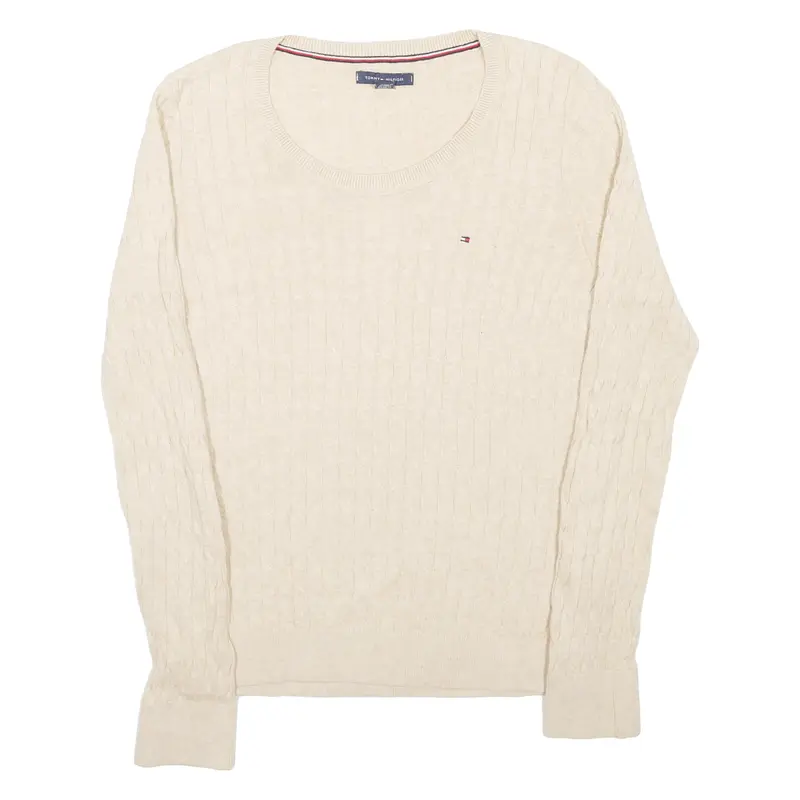 Tommy Hilfiger Womens Jumper Beige Cable Knit Xs 1