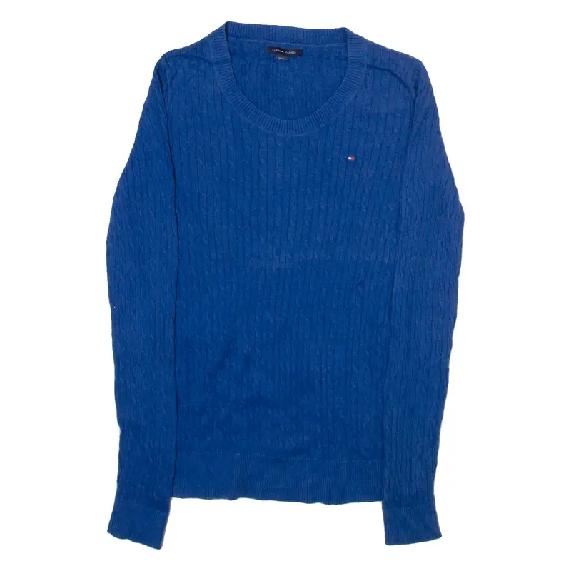 Tommy Hilfiger Womens Jumper Blue Cable Knit S 1