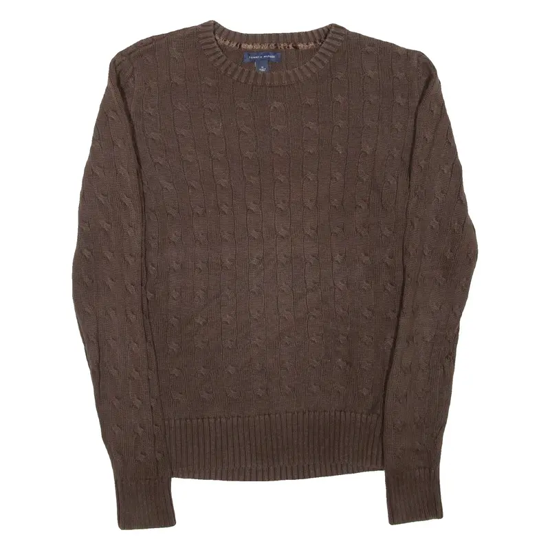 Tommy Hilfiger Womens Jumper Brown Cable Knit M 1