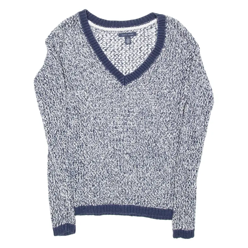 Tommy Hilfiger Womens Jumper Grey V-Neck Chunky Knit Linen Xs 1