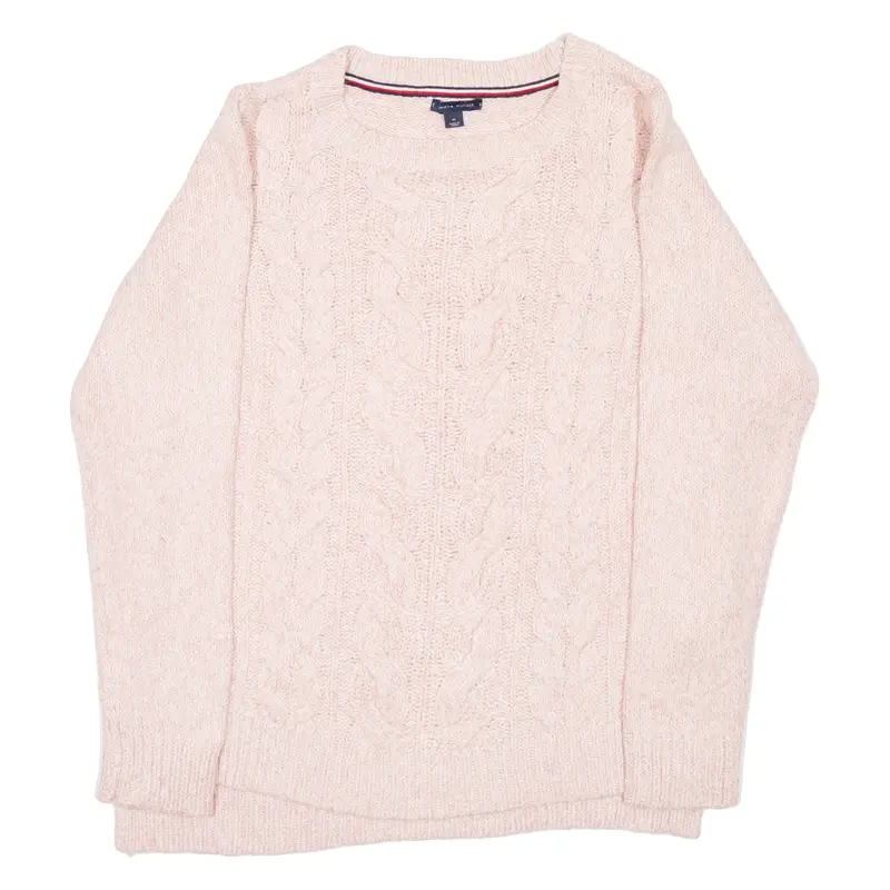 Tommy Hilfiger Womens Jumper Pink Cable Knit M 1